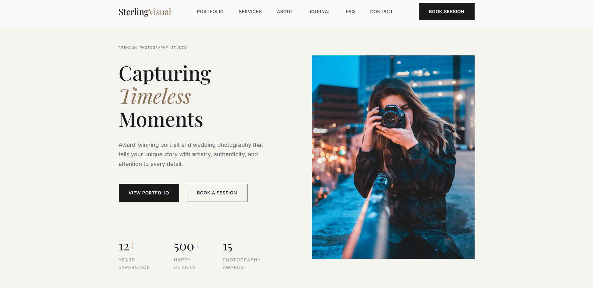 Professional Photographer Website Template - Template Preview
